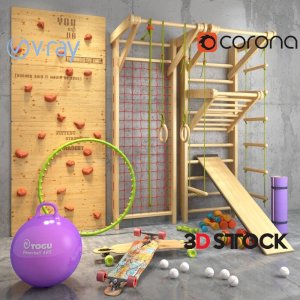 Set of sports equipment for interior design 