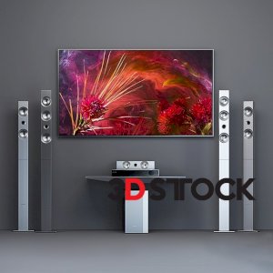 Home Theater Samsung HT-F9750W + tv Samsung Frame 3D model of home theater Samsung HT-F9750W + tv Samsung Frame