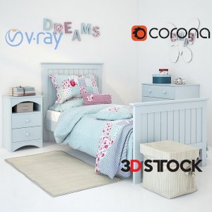 barney blue furniture childroom 3d max model corona vray fbx d5 twinmotion model 