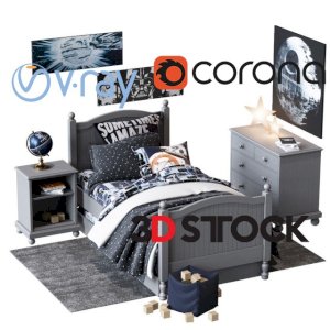 childroom 3d max model child bed fbx corona vray 