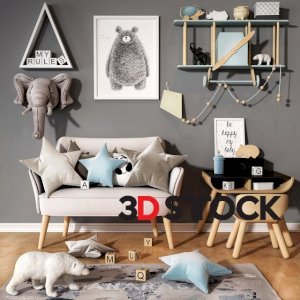 children bedroom full 3dmax set corona vray fbx twinmotion d5 render 