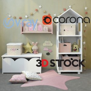 childrens furniture accessories 3dmax vray corona fbx file for 3d interior design 