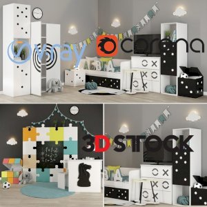 Modern 3dmax Childrens Furniture Accessories  vray  corona file   fbx