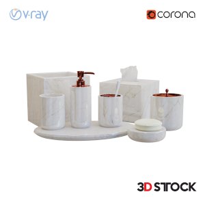 white bathroom accessories 3d model ready 3dmax corona vray