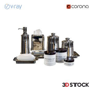 Black bathroom accessories 3d model 3dmax corona vray  