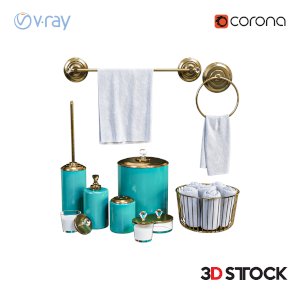 blue  bathroom accessories 3d model ready 3dmax corona vray  3dmax with texture cray corona mat.