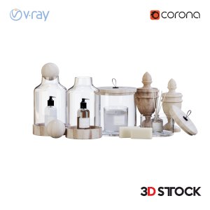 glass bathroom accessories 3d model ready 3dmax corona vray  