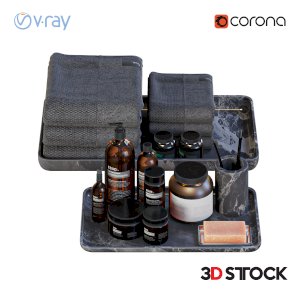 black towels and bathroom accessories 3dmodel fbx 3dmax vray  corona