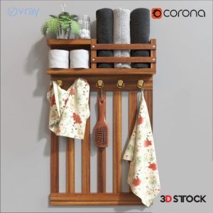 bathroom shelves full accessories  3dmax fbx vray corona with textues