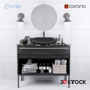 white bathroom accessories and furniture 3d model ready 3dmax corona vray  3dmax with texture cray corona mat.