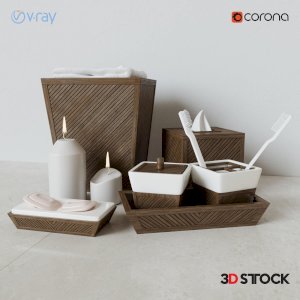 decorative-set-creative-bath-spa-bamboo-collection 3dmax fbx vray corona 3d model 