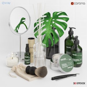 makeup and green plant green bootle 3dmax corona vray model 