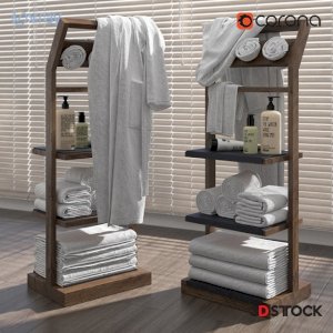 shelves-for-bathroom-gunter-wooden 3dmax corona vray model