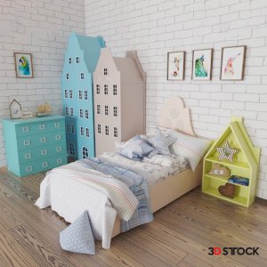 Modern 3dmax Childrens Accessories bed wardrobe