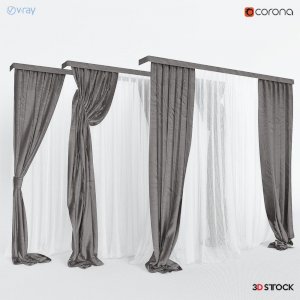 curtain white and gray