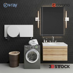 bathroom furniture  full set 3d model cad file 3dmax vray corona