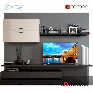 led tv - unit cabinet -3d model