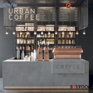 bar cafe stand barista 3d model