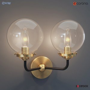  wall lamp gold color globe lamp /3d model