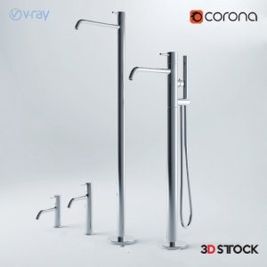 shower heads with shower cabins/3d model