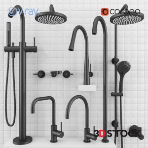 black color shower and kitchen heads/3d model