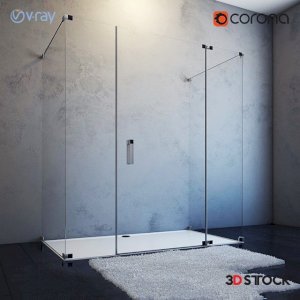 frameless glass shower cabin model /3d model