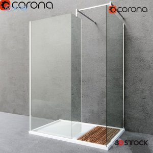 frameless glass shower cabin model /3d model 