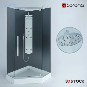 a shower cubicle model with a white shower head/3d model
