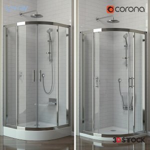 silver frame glass shower cabin/3d model