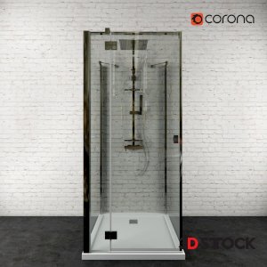 french aging shower cabin with glass ceiling/3d model