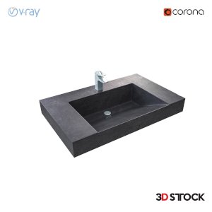 black granite sink bathroom toilet/3d model 