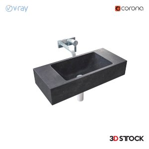 black granite color sink for bathroom/3d model