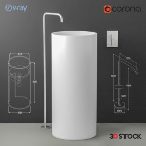 the concept of different sink model pipe faucets/3d model