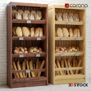 baguette bread basket food bakery products stand /3d model