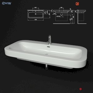 white color washbasin granite model/3d model