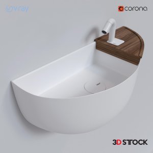 white color wooden detailed sink 3d model