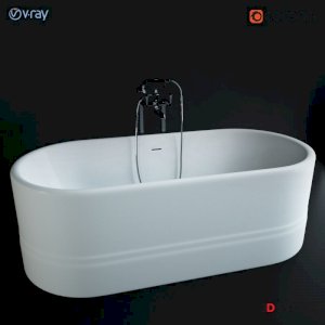 white color shower cubicle bathtub /3d model