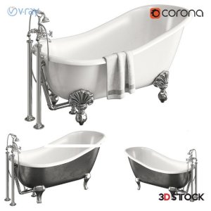 white color shower cubicle bathtub vintage/3d model