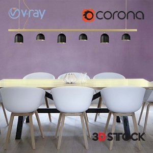 wooden pendant lamp spotlights/3d model