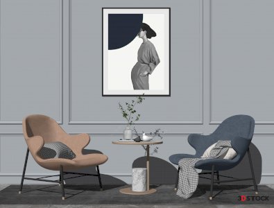 living study room moern model 3d max