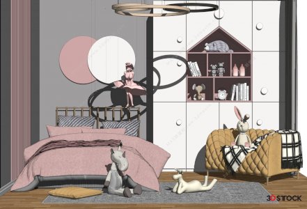 bedroom kids 3d max
