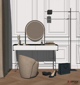 the dresser is mirrored 3d max