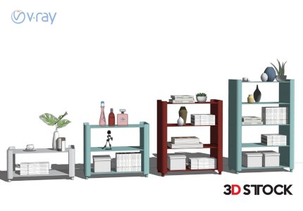 display bookshelf 3d max modeling