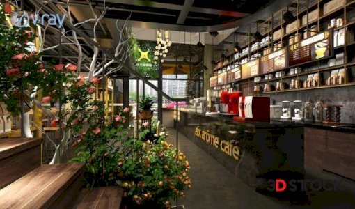 cafe and shop 3d max 