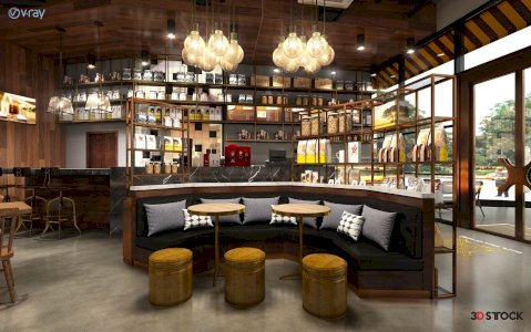  cafe and shop 3d max 