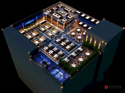 resturant 3d max 