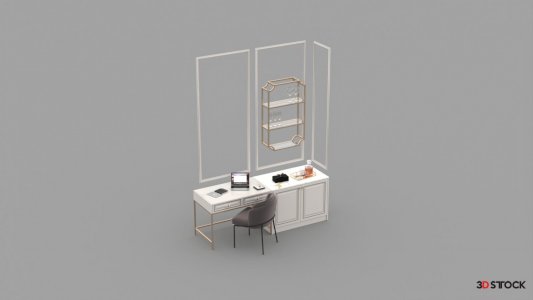 study desk 3D MAX