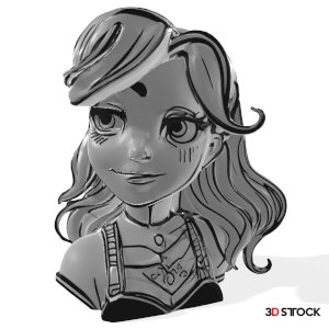 Anime Girl Bust - Stylized Character Sculpture