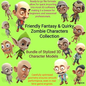 Friendly Fantasy & Quirky Zombie Characters Collection