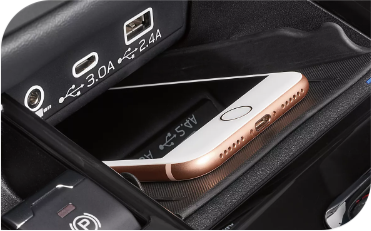 Shot of iPhone inside charging compartment of Outback